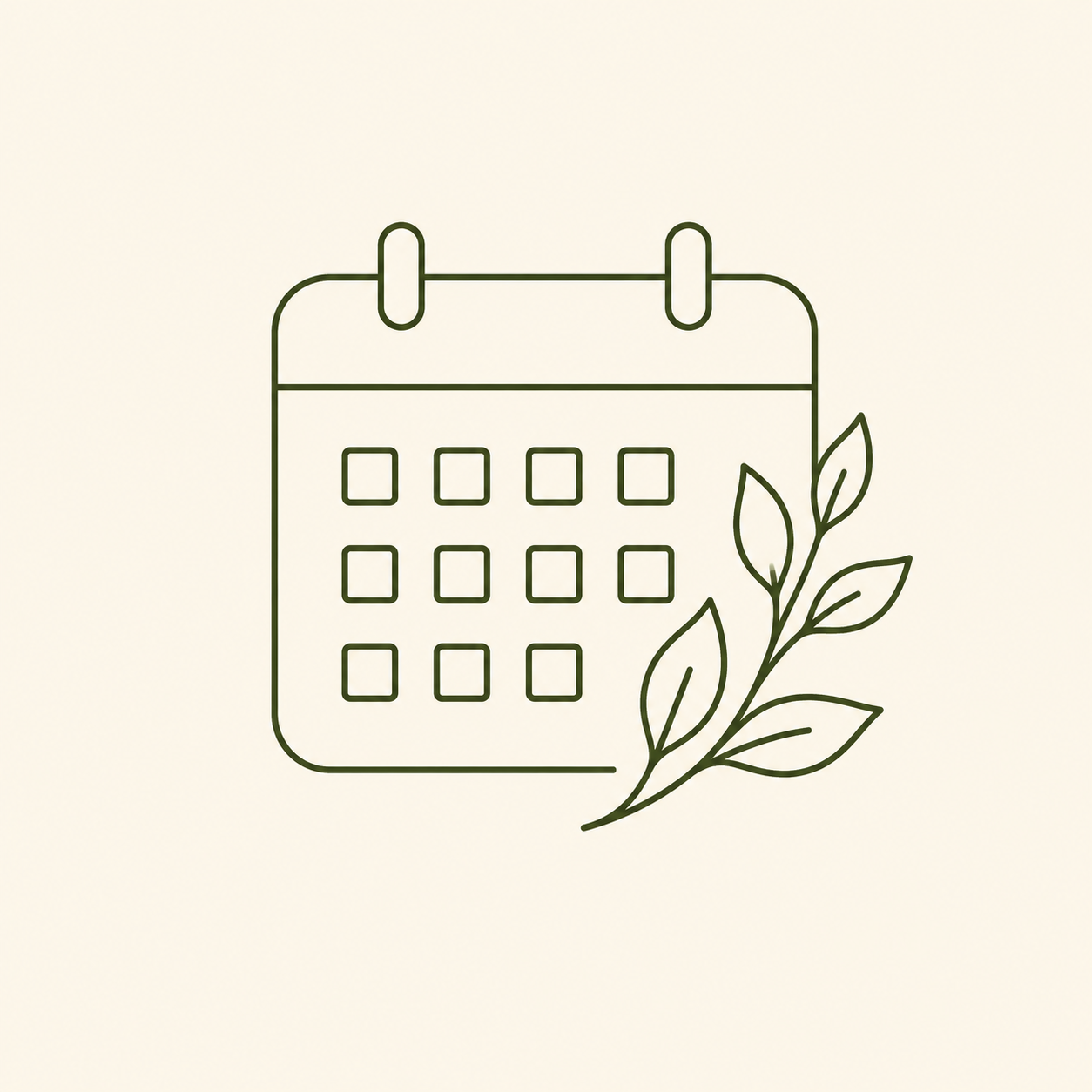 Calendar and leaf icon for subscription garden maintenance plans