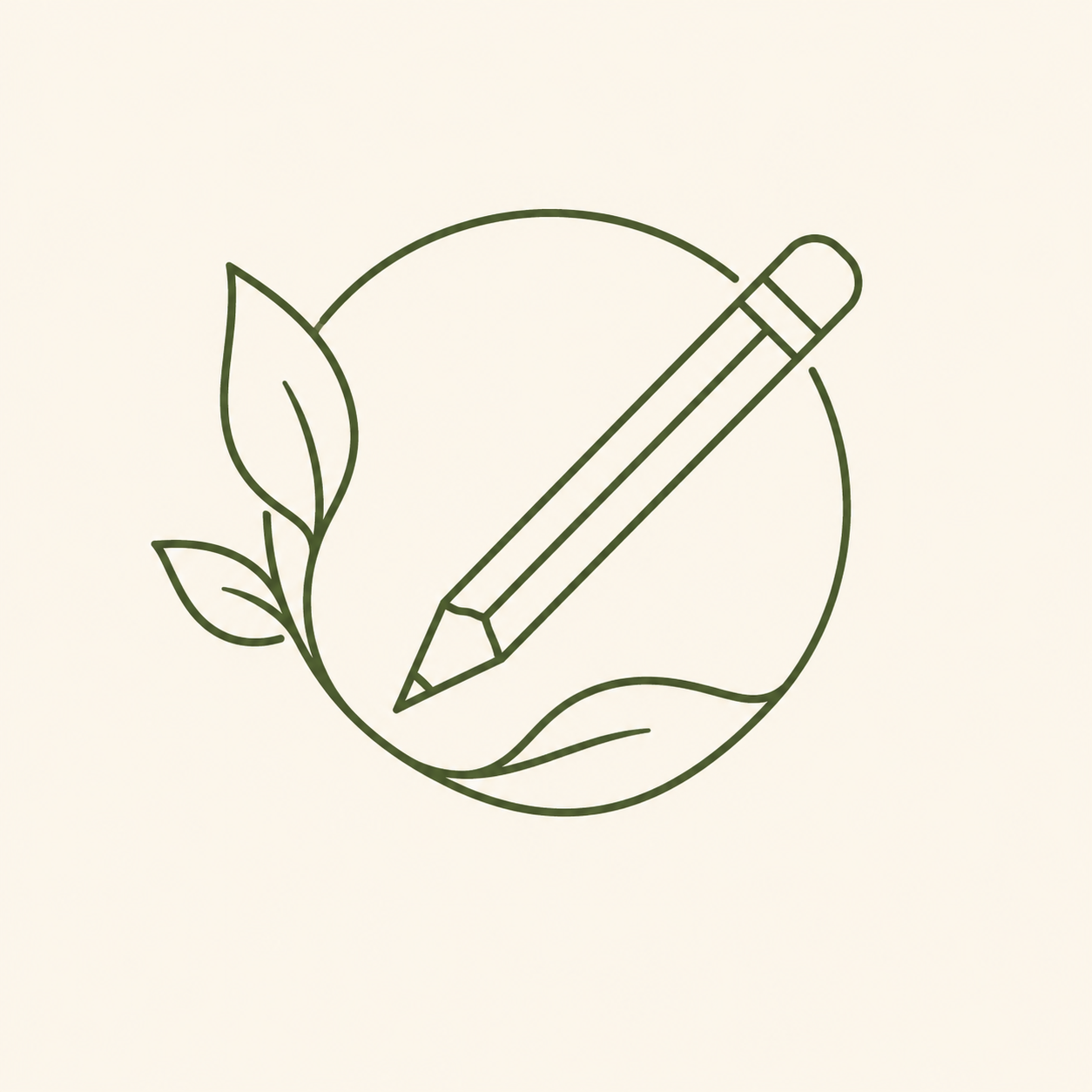 Leaf and pencil icon for sustainable garden design by Sustainable Gardens 
